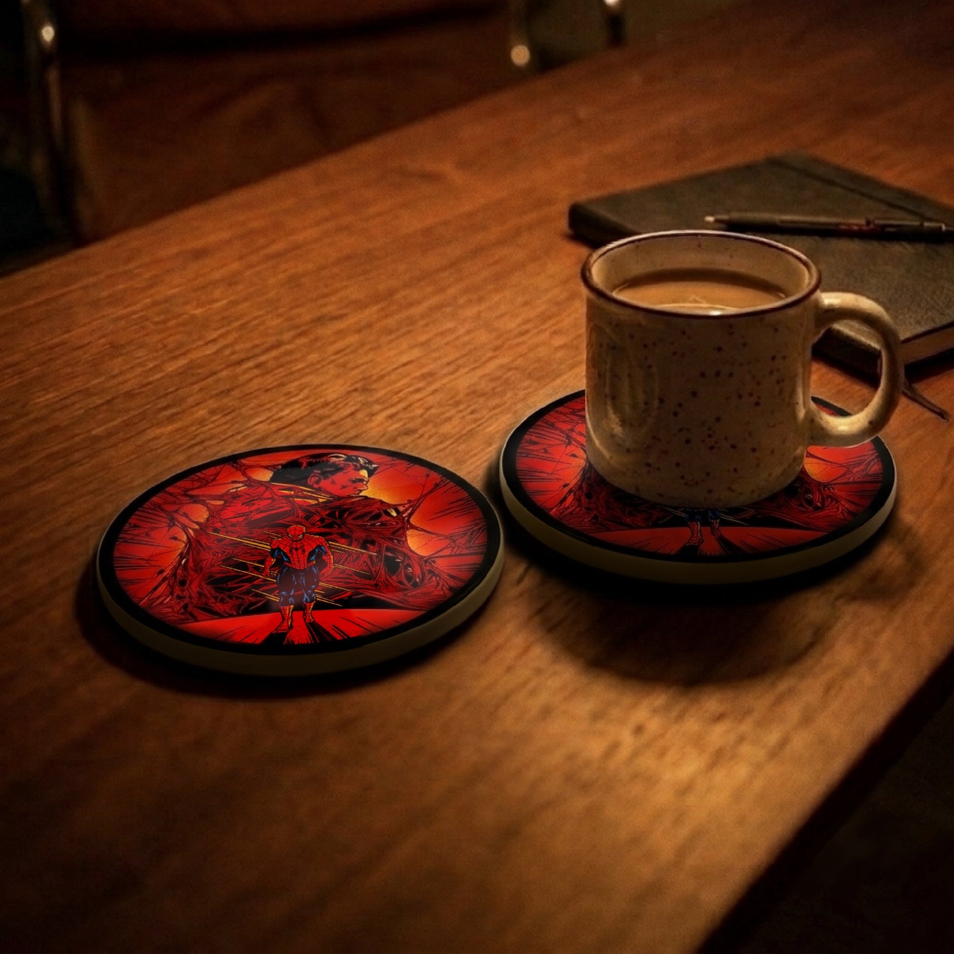 Peter Parker No More! coaster on desk